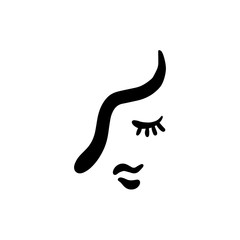 Women face hand drawn line art illustration for poster print or card