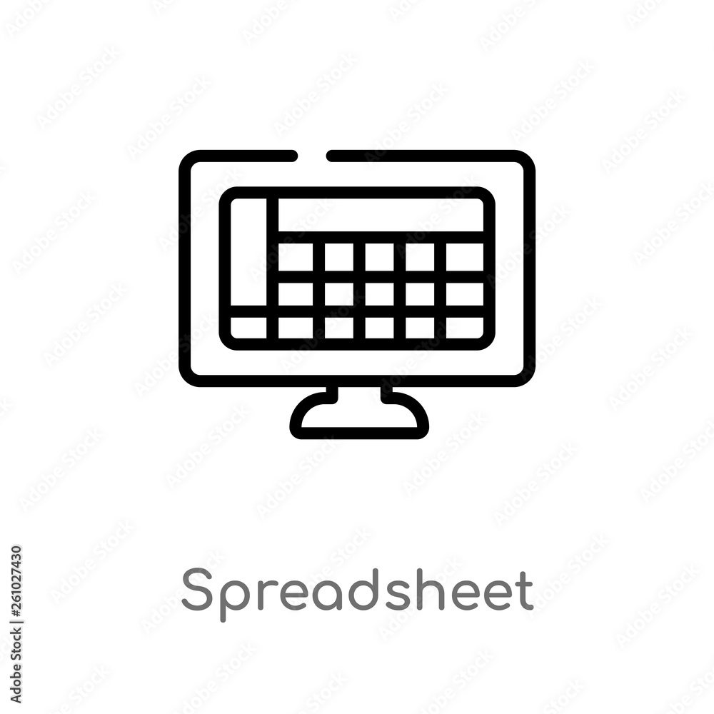 Poster outline spreadsheet vector icon. isolated black simple line element illustration from technology con