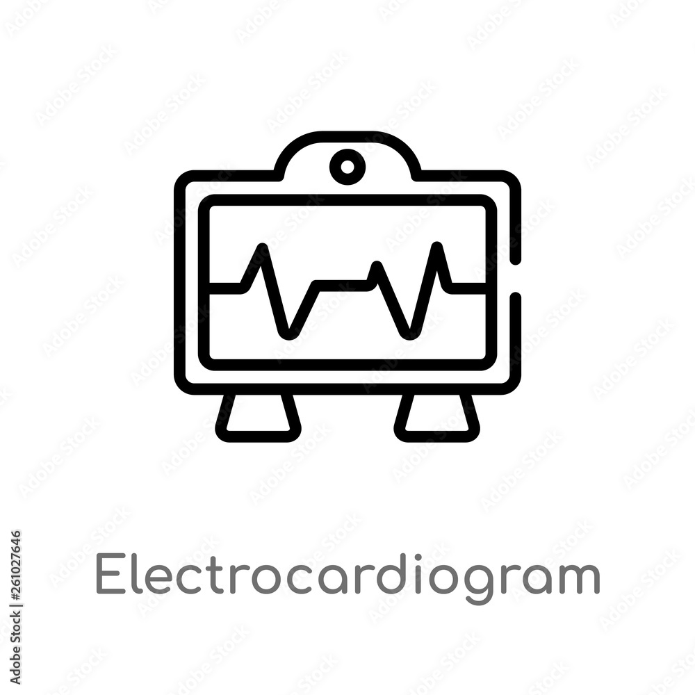 Poster outline electrocardiogram line vector icon. isolated black simple line element illustration from tec