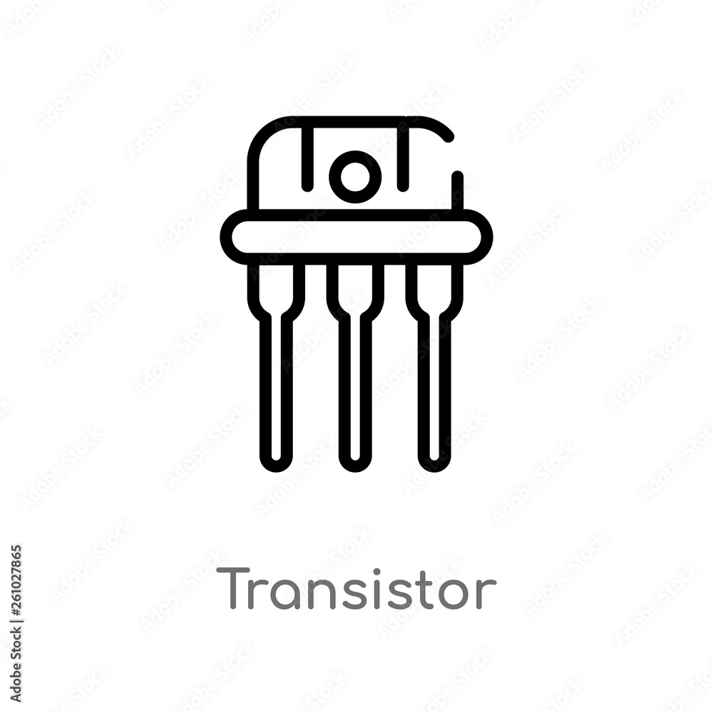Poster outline transistor vector icon. isolated black simple line element illustration from technology conc