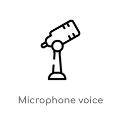 outline microphone voice vector icon. isolated black simple line element illustration from technology concept. editable vector stroke microphone voice icon on white background