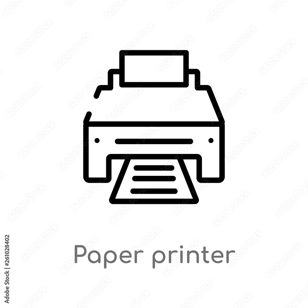 Poster outline paper printer vector icon. isolated black simple line element illustration from technology c