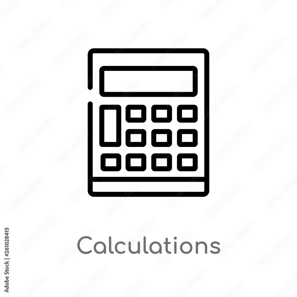 Aufkleber outline calculations vector icon. isolated black simple line element illustration from technology co