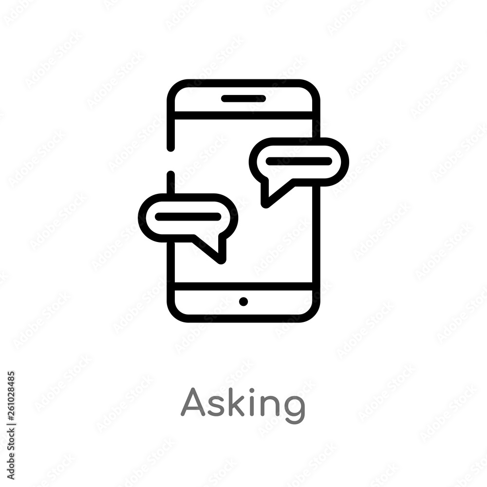 Poster outline asking vector icon. isolated black simple line element illustration from technology concept.