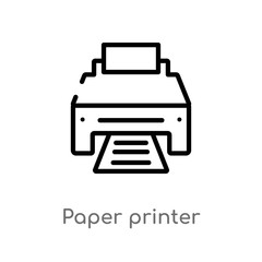 outline paper printer vector icon. isolated black simple line element illustration from technology concept. editable vector stroke paper printer icon on white background
