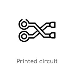 outline printed circuit connections vector icon. isolated black simple line element illustration from technology concept. editable vector stroke printed circuit connections icon on white background