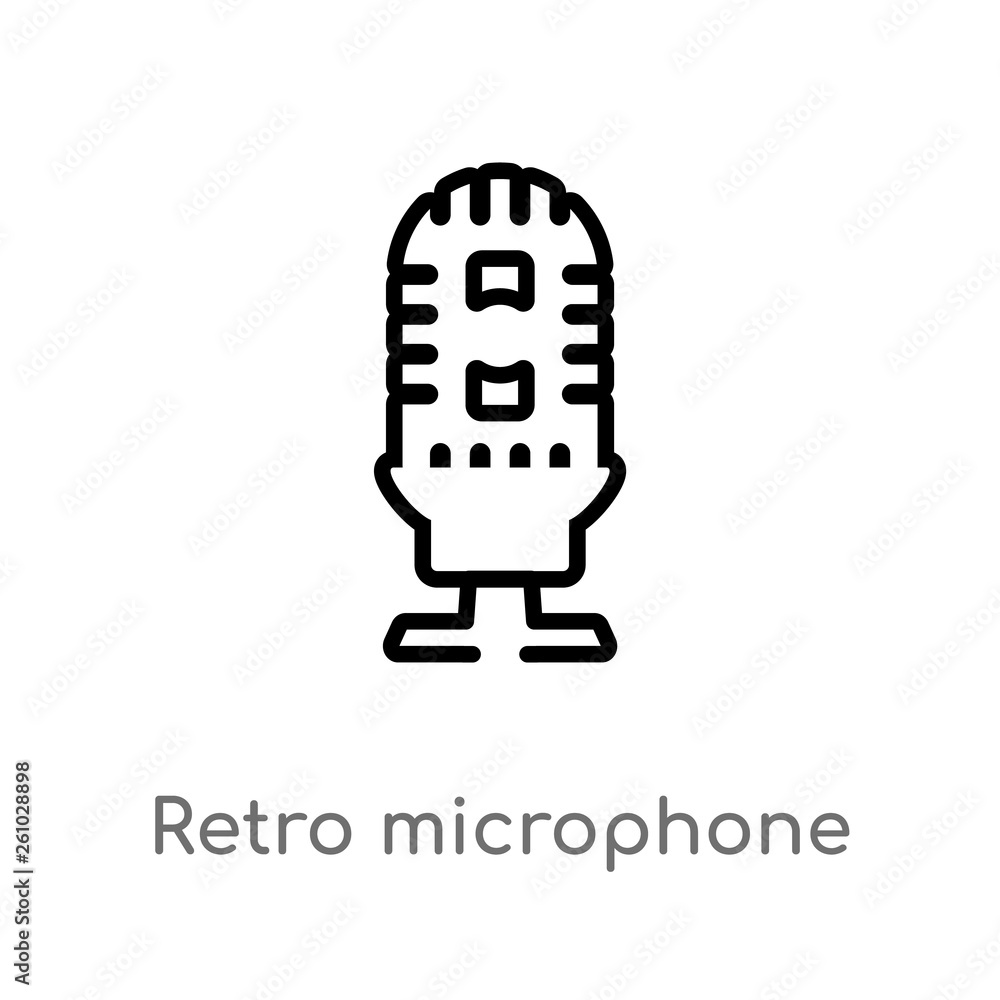 Aufkleber outline retro microphone vector icon. isolated black simple line element illustration from technolog