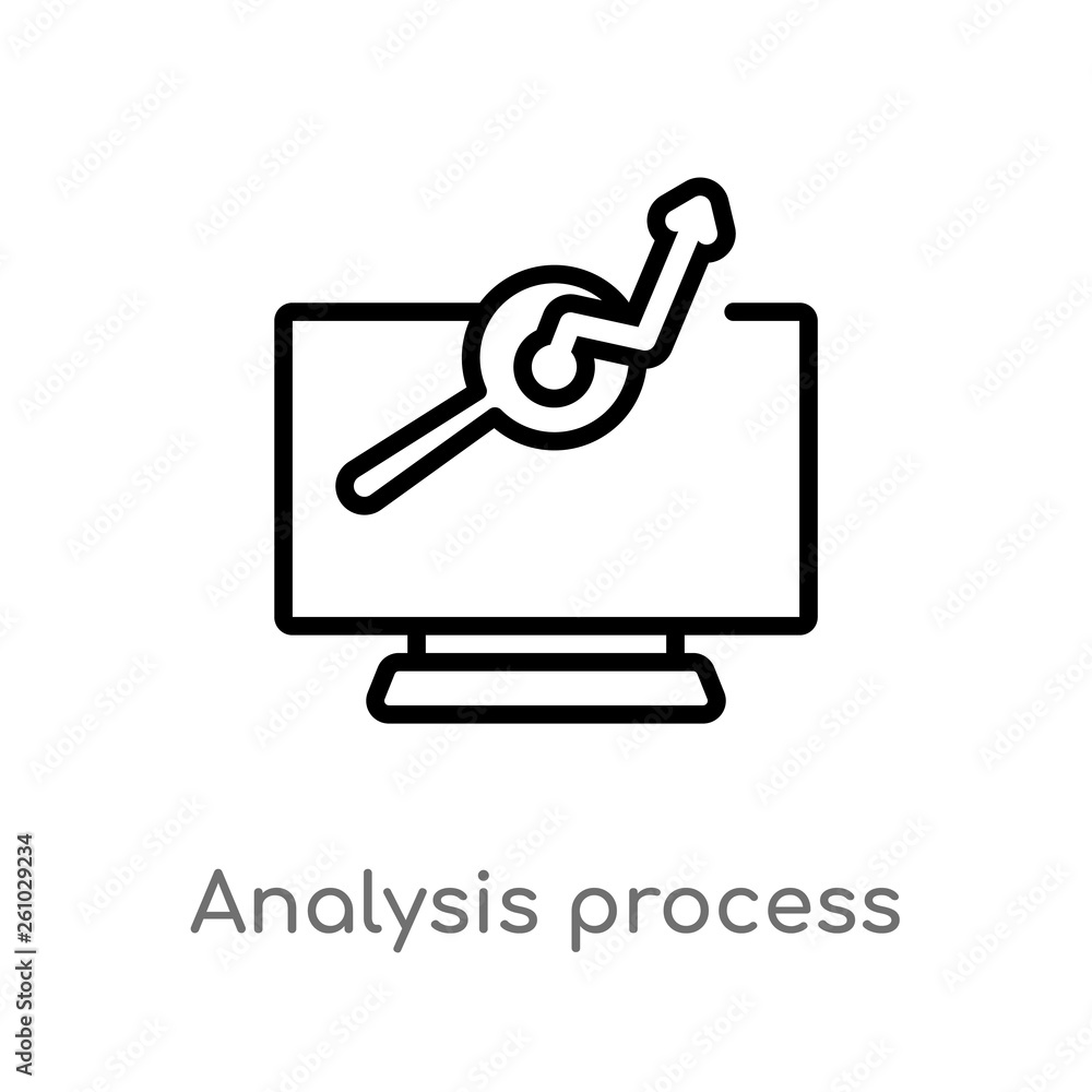 Poster outline analysis process vector icon. isolated black simple line element illustration from technolog