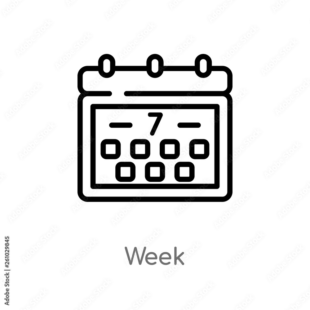 Aufkleber outline week vector icon. isolated black simple line element illustration from time and date concept