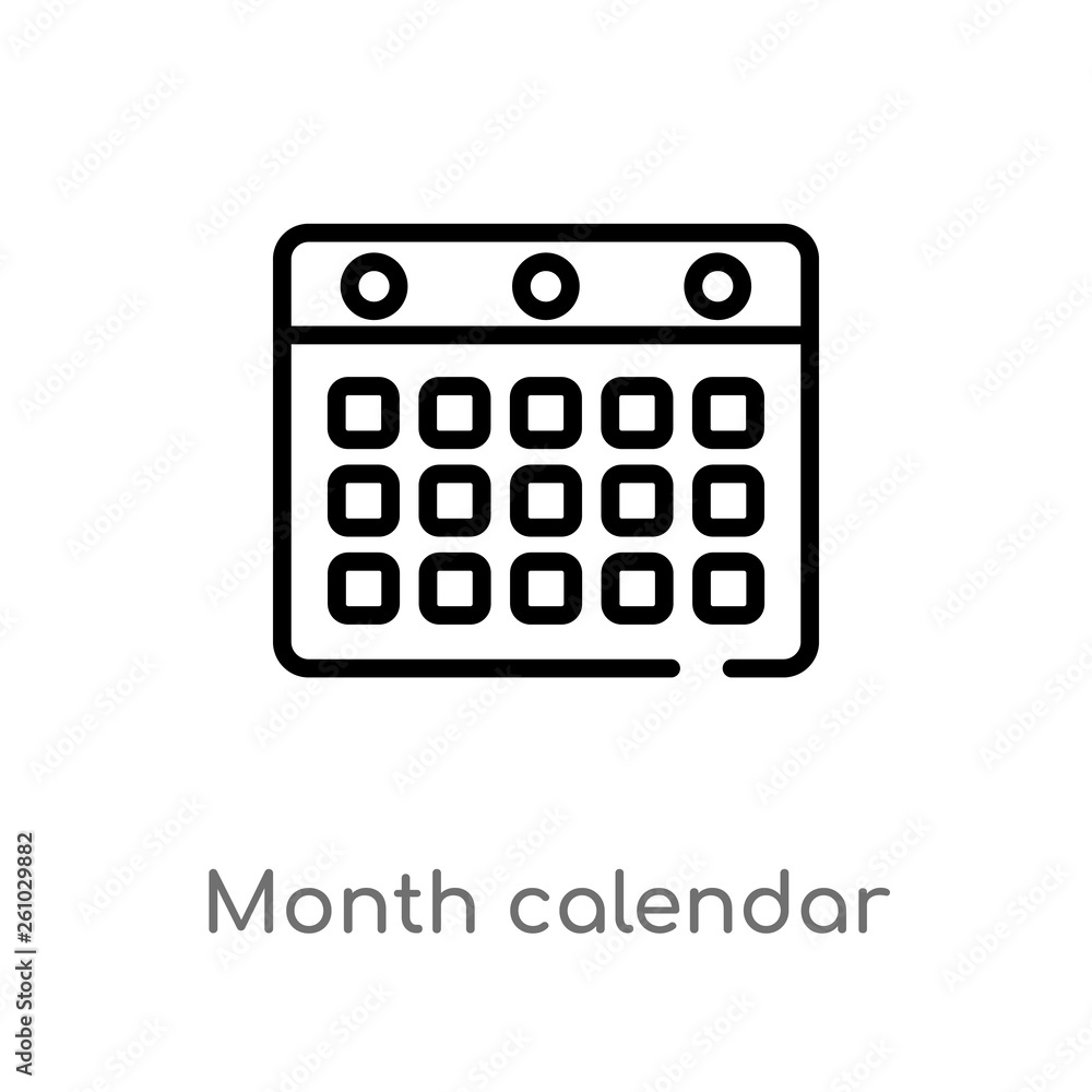 Aufkleber outline month calendar vector icon. isolated black simple line element illustration from time and da