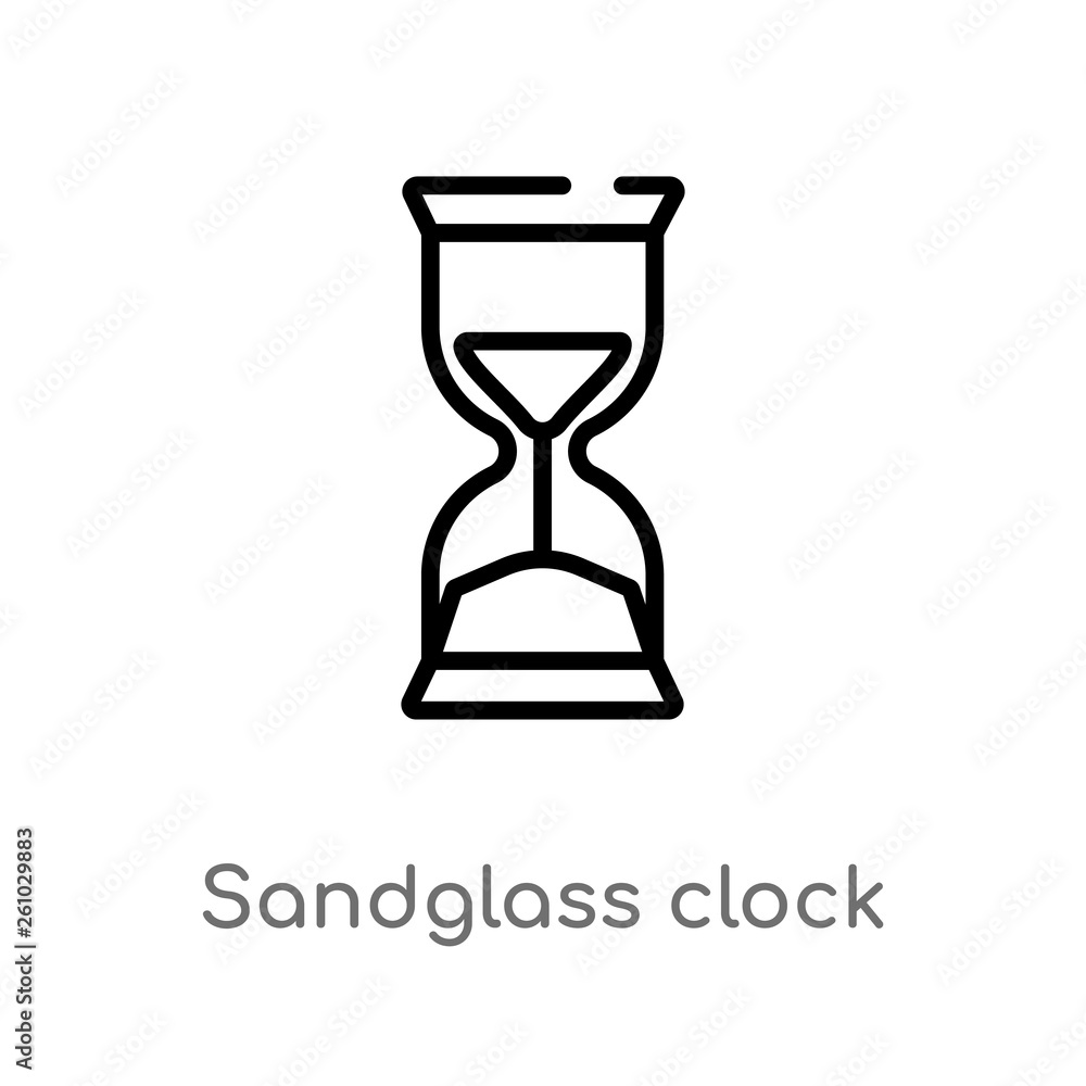 Poster outline sandglass clock vector icon. isolated black simple line element illustration from time and d
