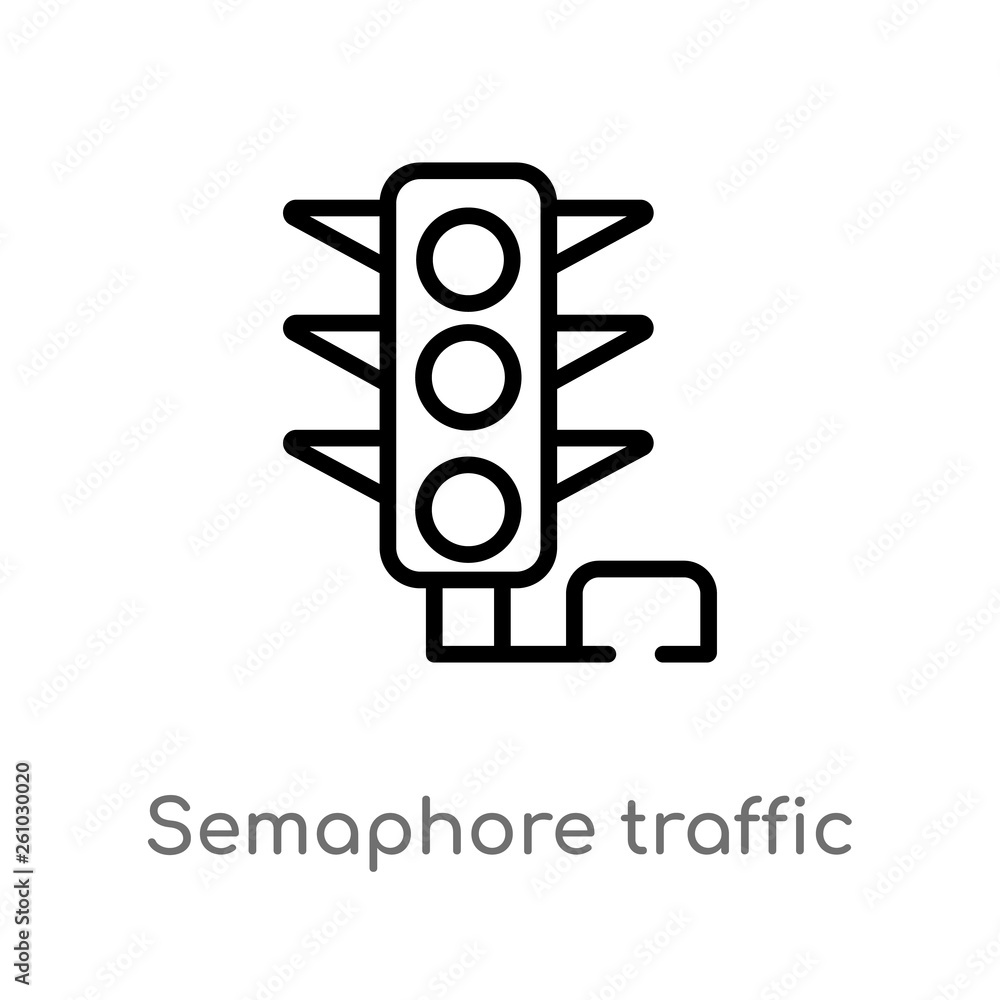 Poster outline semaphore traffic lights vector icon. isolated black simple line element illustration from t