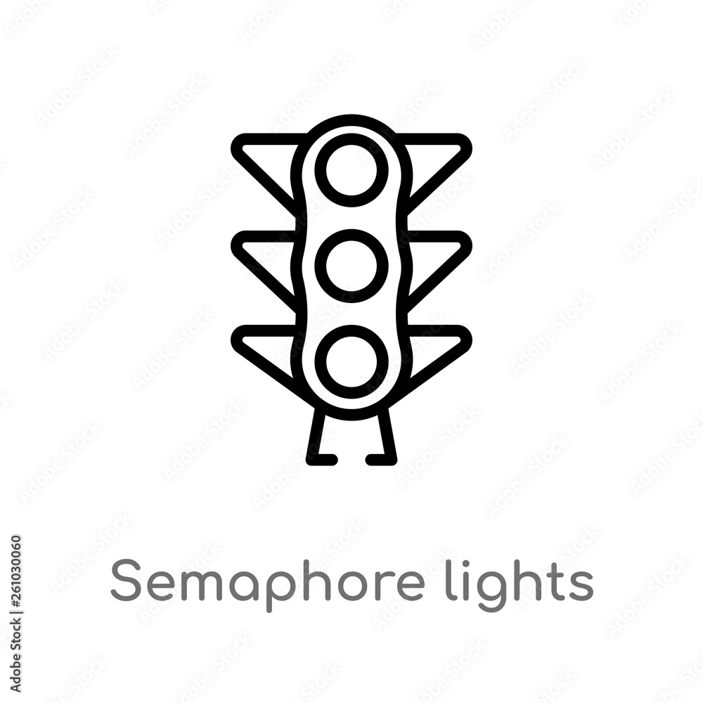 Poster outline semaphore lights vector icon. isolated black simple line element illustration from tools and