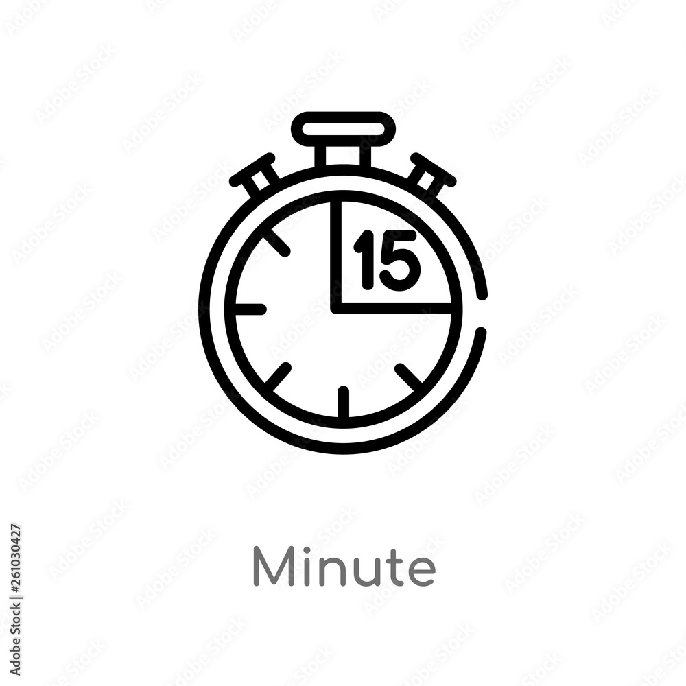 Aufkleber outline minute vector icon. isolated black simple line element illustration from tools and utensils 