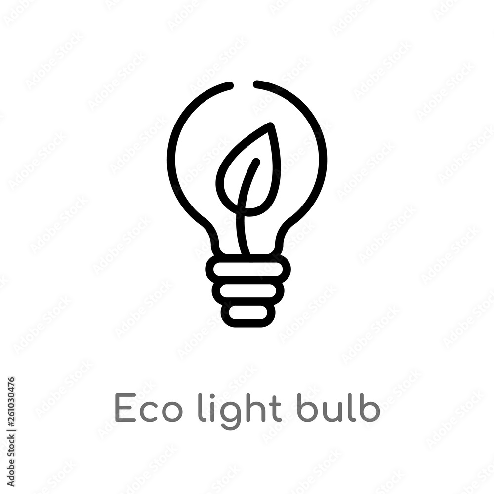 Aufkleber outline eco light bulb vector icon. isolated black simple line element illustration from tools and u