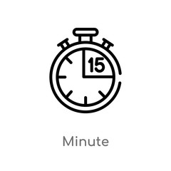 outline minute vector icon. isolated black simple line element illustration from tools and utensils concept. editable vector stroke minute icon on white background