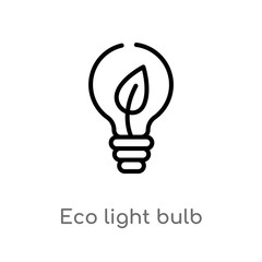 outline eco light bulb vector icon. isolated black simple line element illustration from tools and utensils concept. editable vector stroke eco light bulb icon on white background