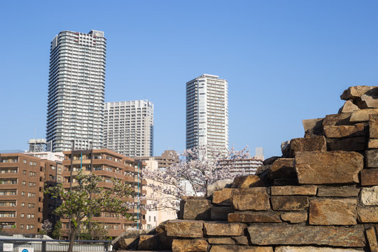 Kachidoki, Tokyo, Japan, 04/06/2019 , View of Kachidoki taller buildings from Harumi triton square.