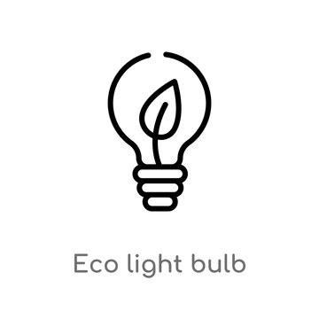 outline eco light bulb vector icon. isolated black simple line element illustration from tools and utensils concept. editable vector stroke eco light bulb icon on white background