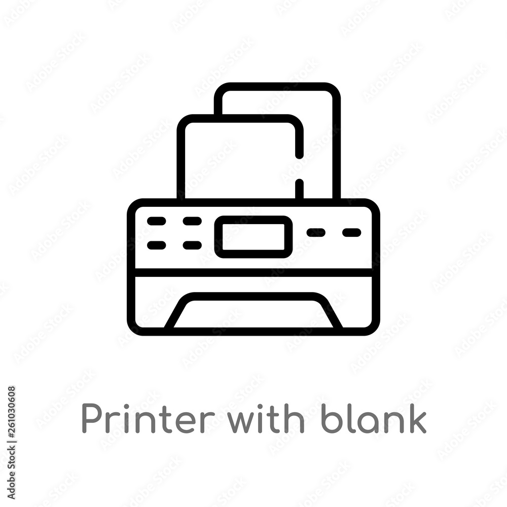 Poster outline printer with blank paper sheet vector icon. isolated black simple line element illustration 