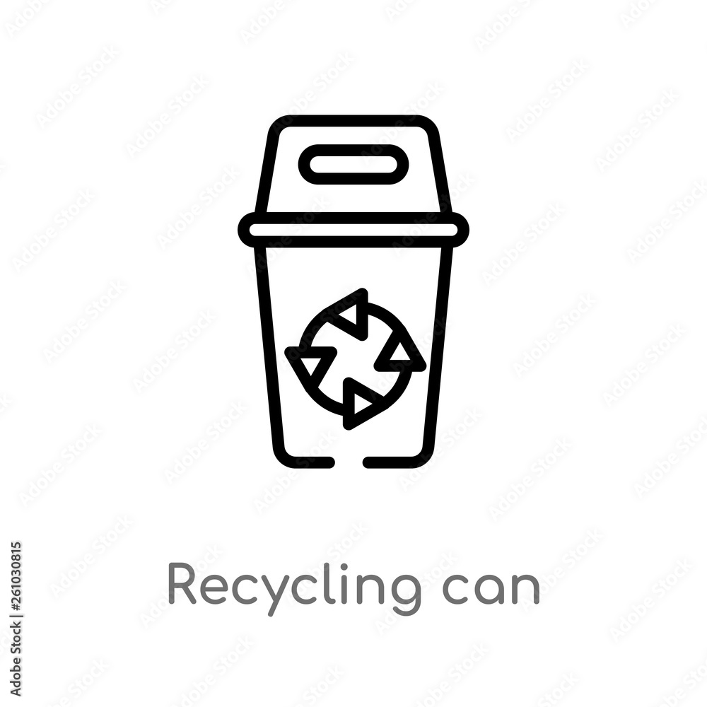 Poster outline recycling can vector icon. isolated black simple line element illustration from tools and ut