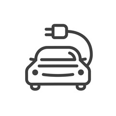 Modern Electric Car Icon. Simple Design. Vector Lines