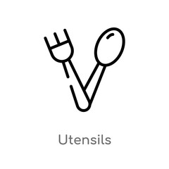 outline utensils vector icon. isolated black simple line element illustration from tools and utensils concept. editable vector stroke utensils icon on white background