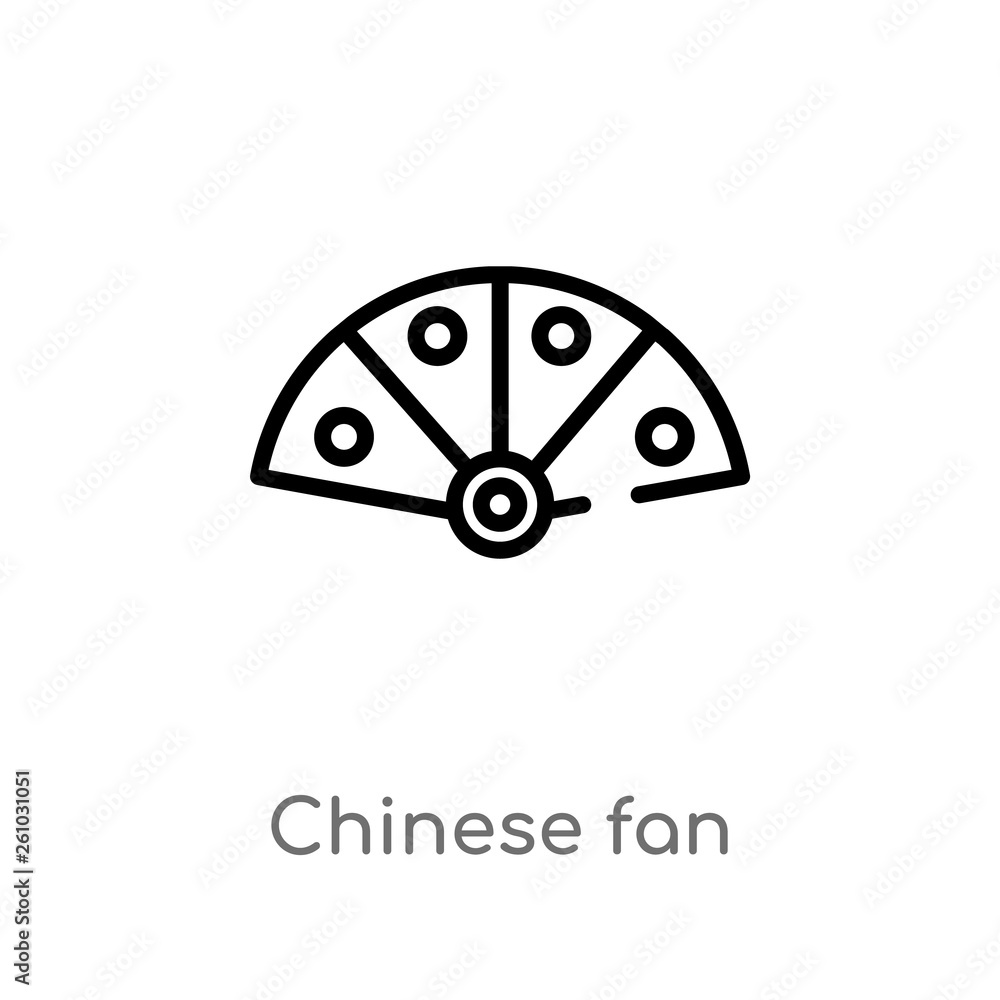 Poster outline chinese fan vector icon. isolated black simple line element illustration from tools and uten