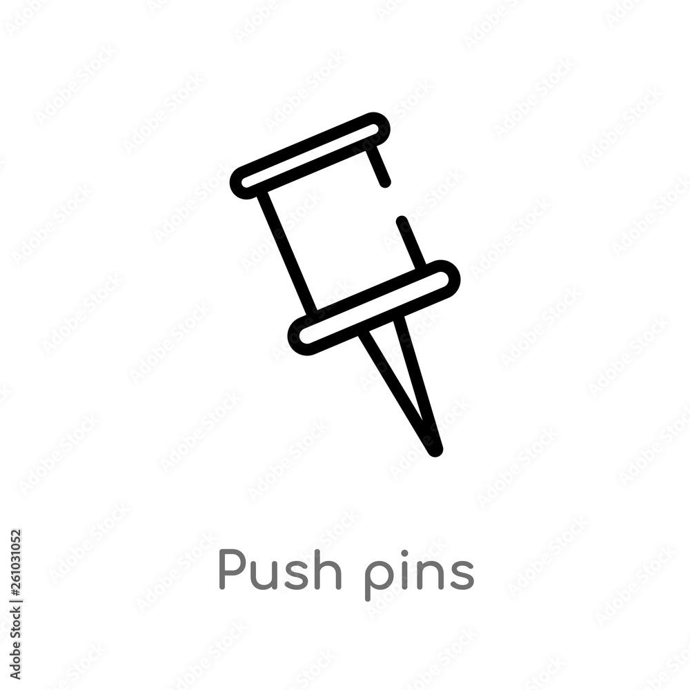 Poster outline push pins vector icon. isolated black simple line element illustration from tools and utensi