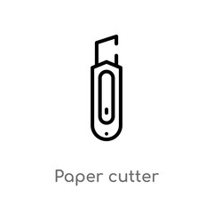 outline paper cutter vector icon. isolated black simple line element illustration from tools and utensils concept. editable vector stroke paper cutter icon on white background