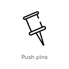 outline push pins vector icon. isolated black simple line element illustration from tools and utensils concept. editable vector stroke push pins icon on white background