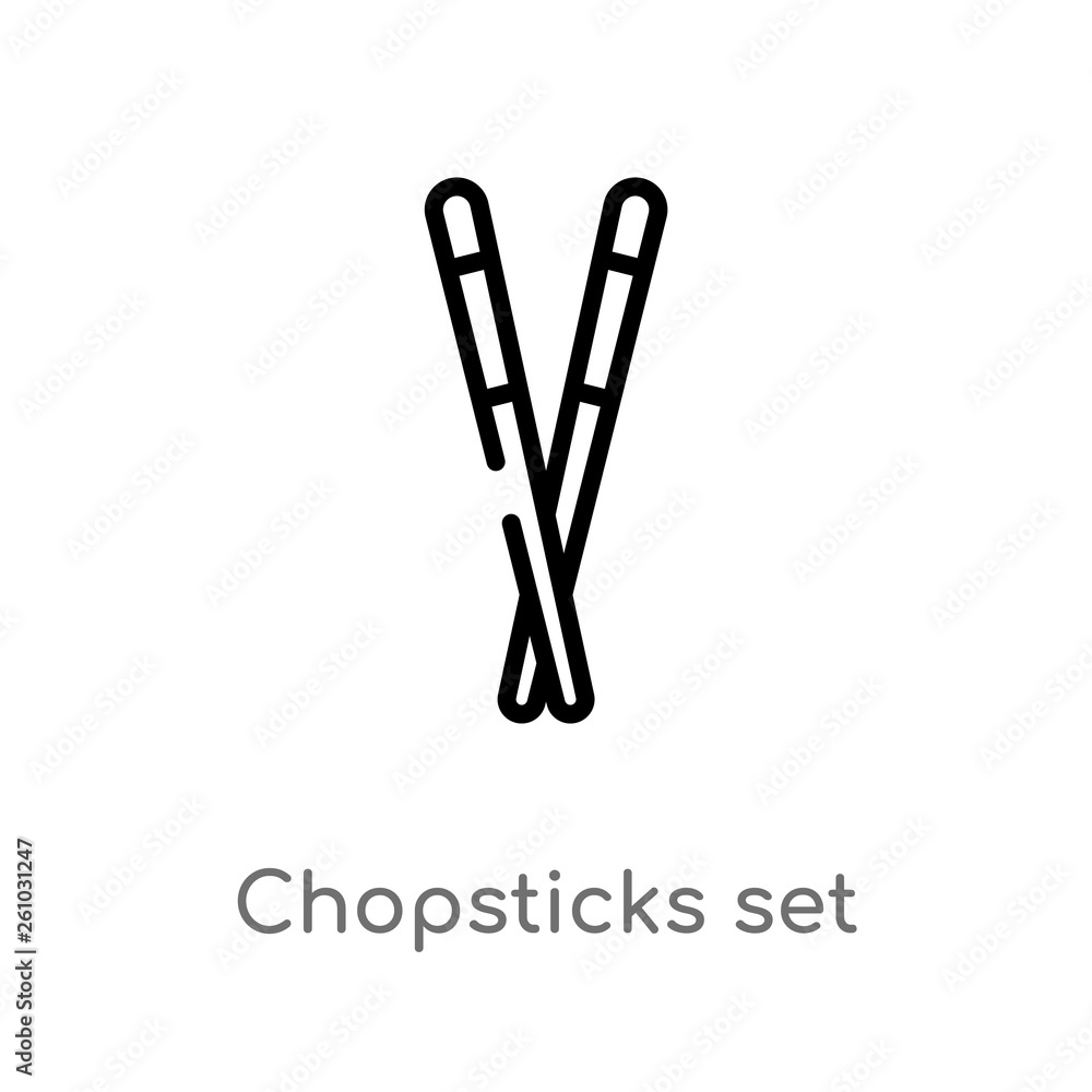 Poster outline chopsticks set vector icon. isolated black simple line element illustration from tools and u