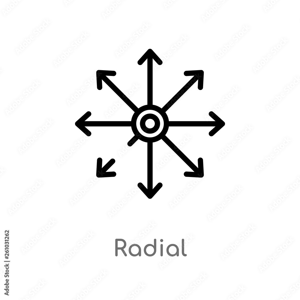 Poster outline radial vector icon. isolated black simple line element illustration from tools and utensils 