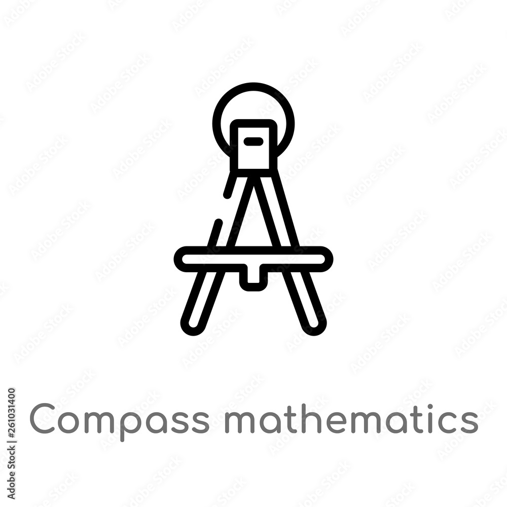 Poster outline compass mathematics tool for drawing circles vector icon. isolated black simple line element