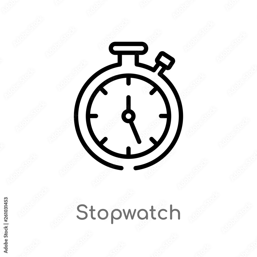 Poster outline stopwatch vector icon. isolated black simple line element illustration from tools and utensi