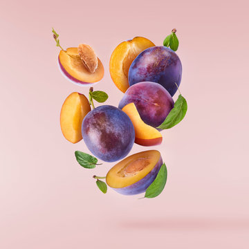 Creative image with fresh plum