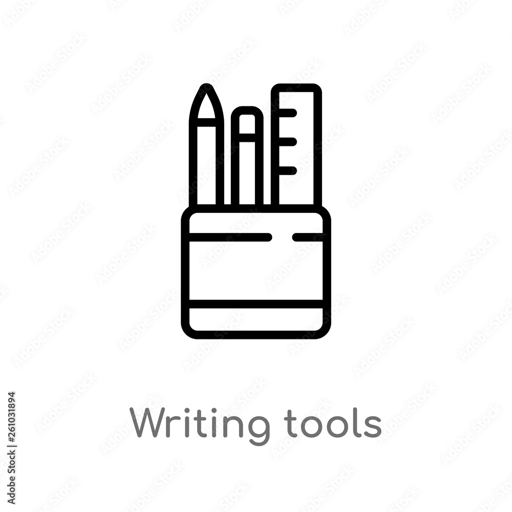 Poster outline writing tools vector icon. isolated black simple line element illustration from tools and ut