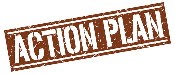 action plan square grunge stamp