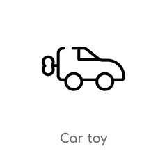 outline car toy vector icon. isolated black simple line element illustration from toys concept. editable vector stroke car toy icon on white background