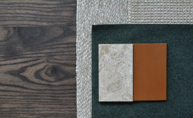 Fototapeta premium interior textures fabrics moodboard furniture living room