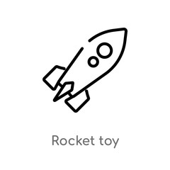 outline rocket toy vector icon. isolated black simple line element illustration from toys concept. editable vector stroke rocket toy icon on white background