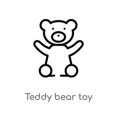 outline teddy bear toy vector icon. isolated black simple line element illustration from toys concept. editable vector stroke teddy bear toy icon on white background