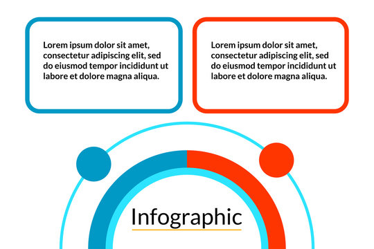 Bright Infographic Data Visualization Template With 2 Options (steps) And Place For Text. Design For Process Chart, Report, Banner, Workflow, Business Presentation. Editable Vector EPS 10 Illustration