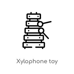 outline xylophone toy vector icon. isolated black simple line element illustration from toys concept. editable vector stroke xylophone toy icon on white background