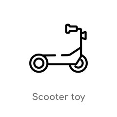 outline scooter toy vector icon. isolated black simple line element illustration from toys concept. editable vector stroke scooter toy icon on white background