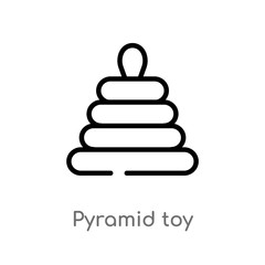 outline pyramid toy vector icon. isolated black simple line element illustration from toys concept. editable vector stroke pyramid toy icon on white background