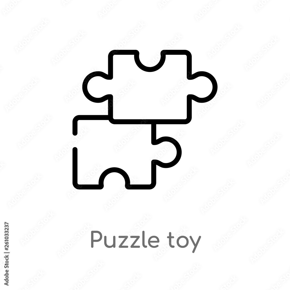 Poster outline puzzle toy vector icon. isolated black simple line element illustration from toys concept. e