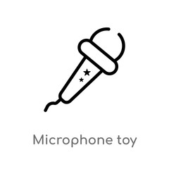 outline microphone toy vector icon. isolated black simple line element illustration from toys concept. editable vector stroke microphone toy icon on white background