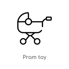 outline pram toy vector icon. isolated black simple line element illustration from toys concept. editable vector stroke pram toy icon on white background