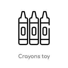 outline crayons toy vector icon. isolated black simple line element illustration from toys concept. editable vector stroke crayons toy icon on white background